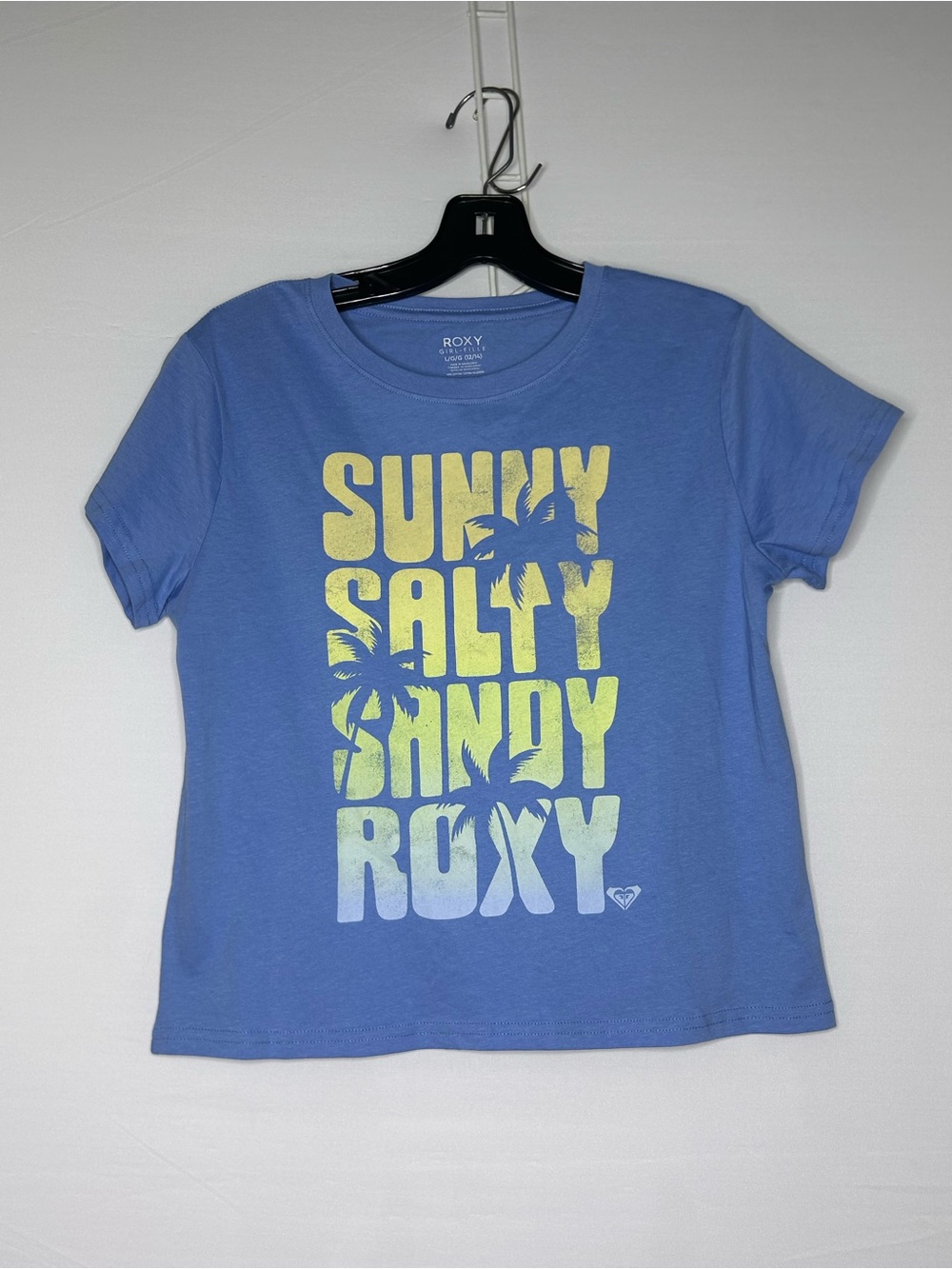 Roxy Girls Blue Tee with Yellow Gradient Beach Graphic
